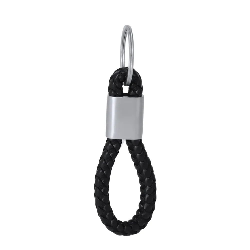 Chaveiro Elegante com Cordão Trançado e Detalhe em Liga