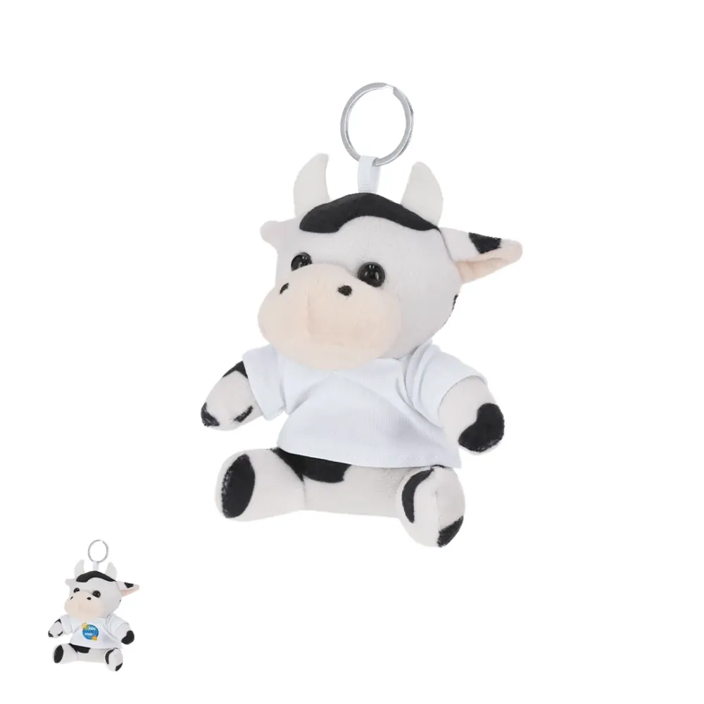 Chaveiro Vaca de Peluche Personalizável com Anilha Metálica