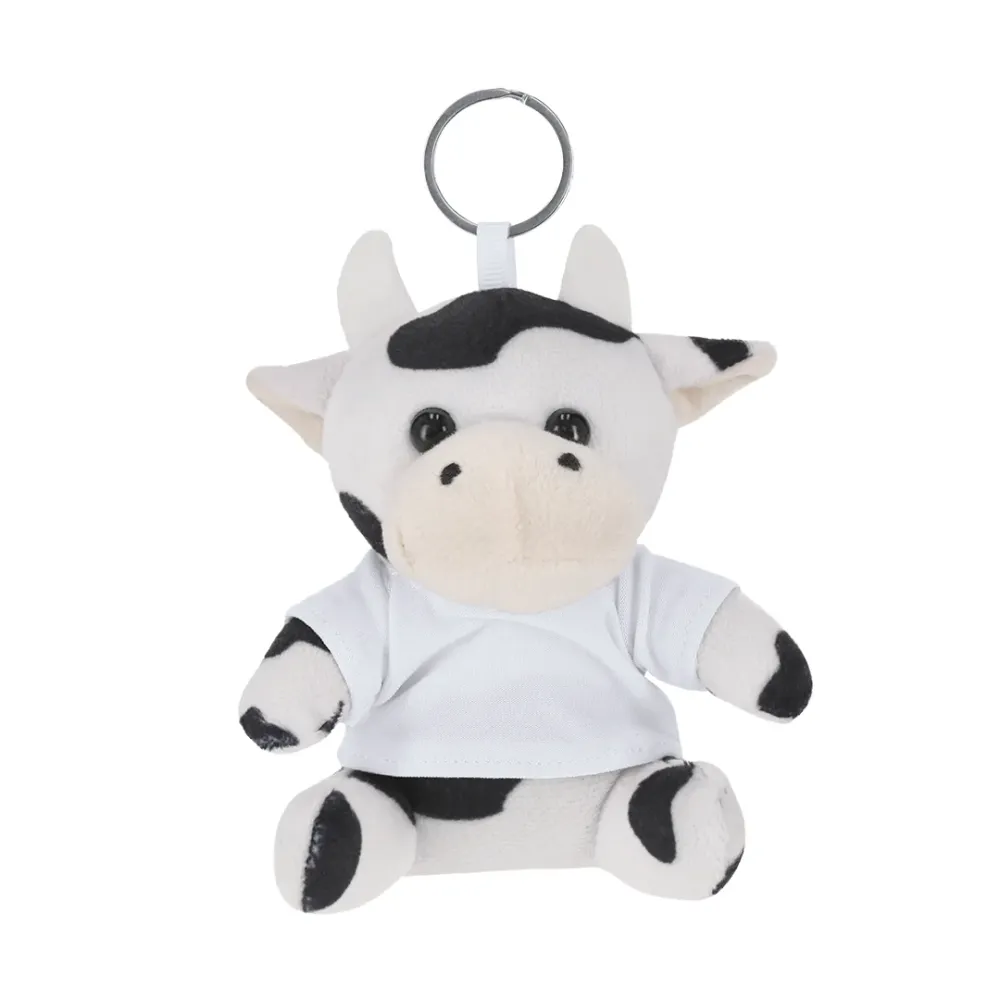Chaveiro Vaca de Peluche Personalizável com Anilha Metálica
