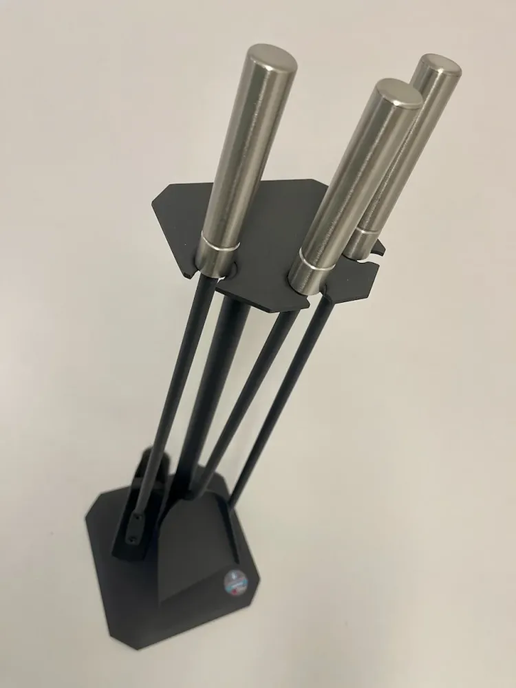 Conjunto de acessórios para lareira 3 peças em antracite com pegas em ço inoxidável