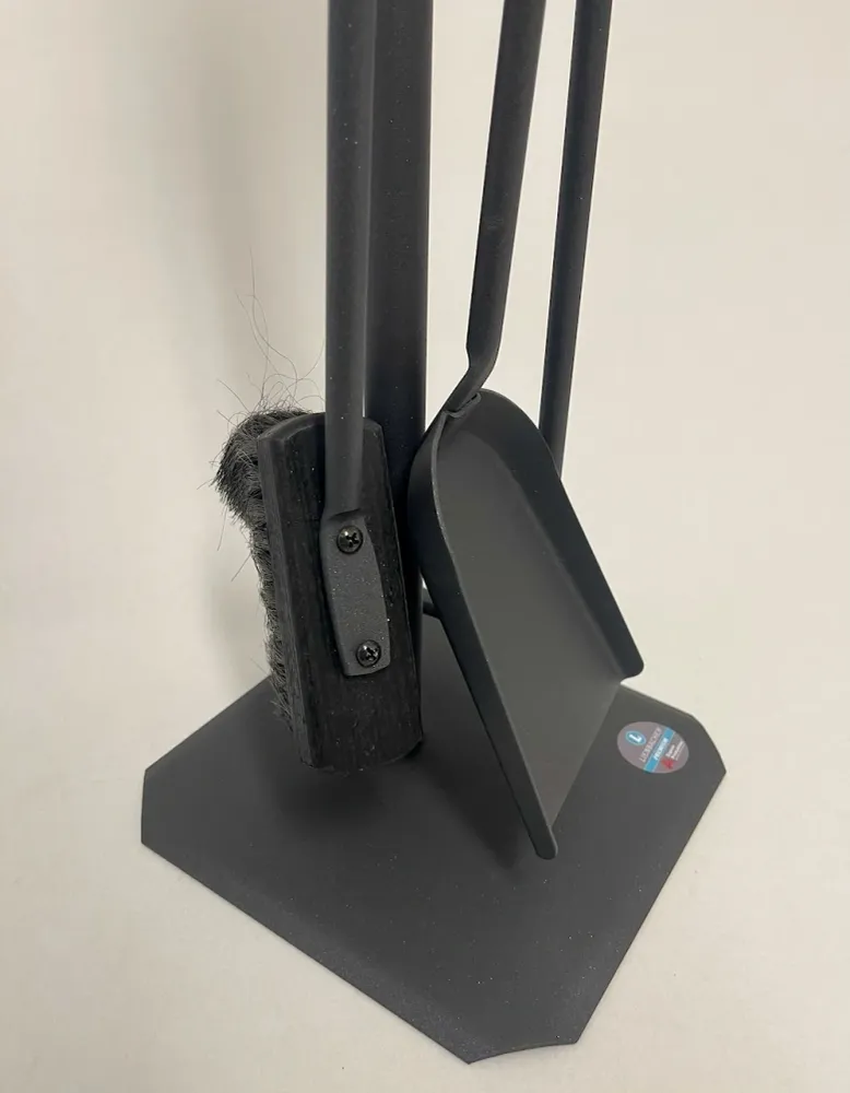 Conjunto de acessórios para lareira 3 peças em antracite com pegas em ço inoxidável