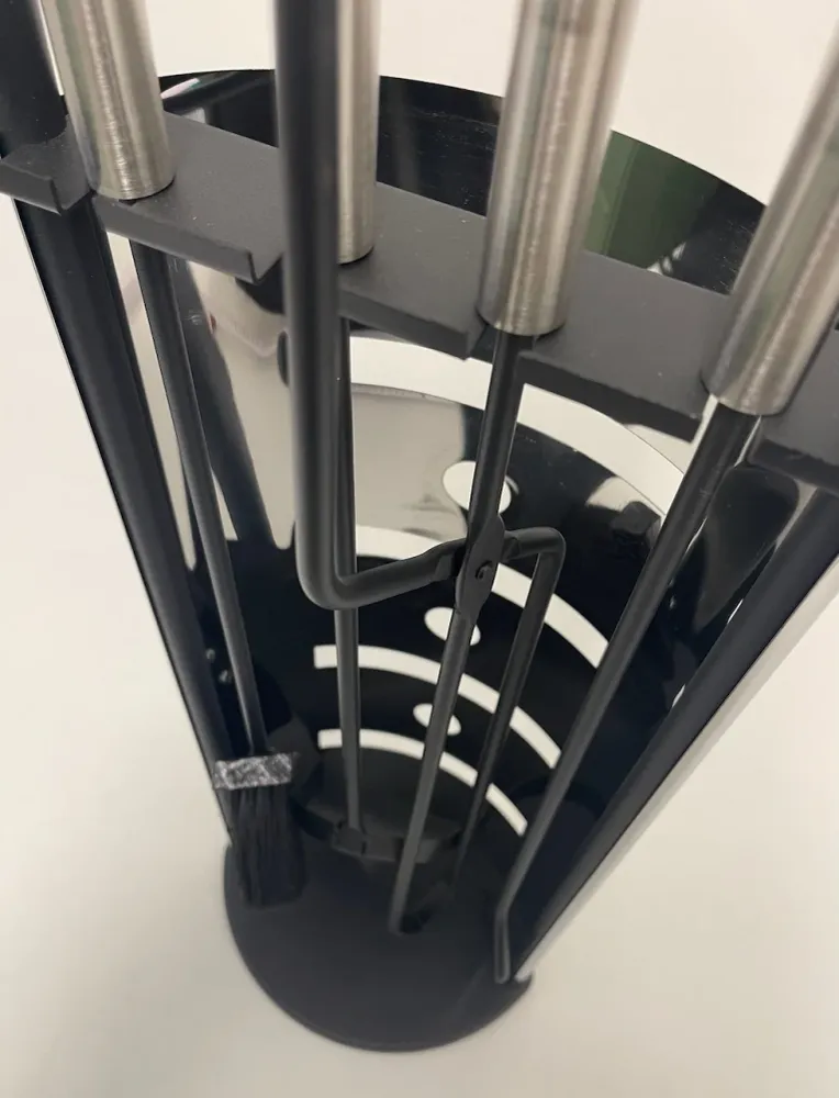 Conjunto de acessórios para lareira 4 peças Preto + ço inoxidável brilhante 68cm