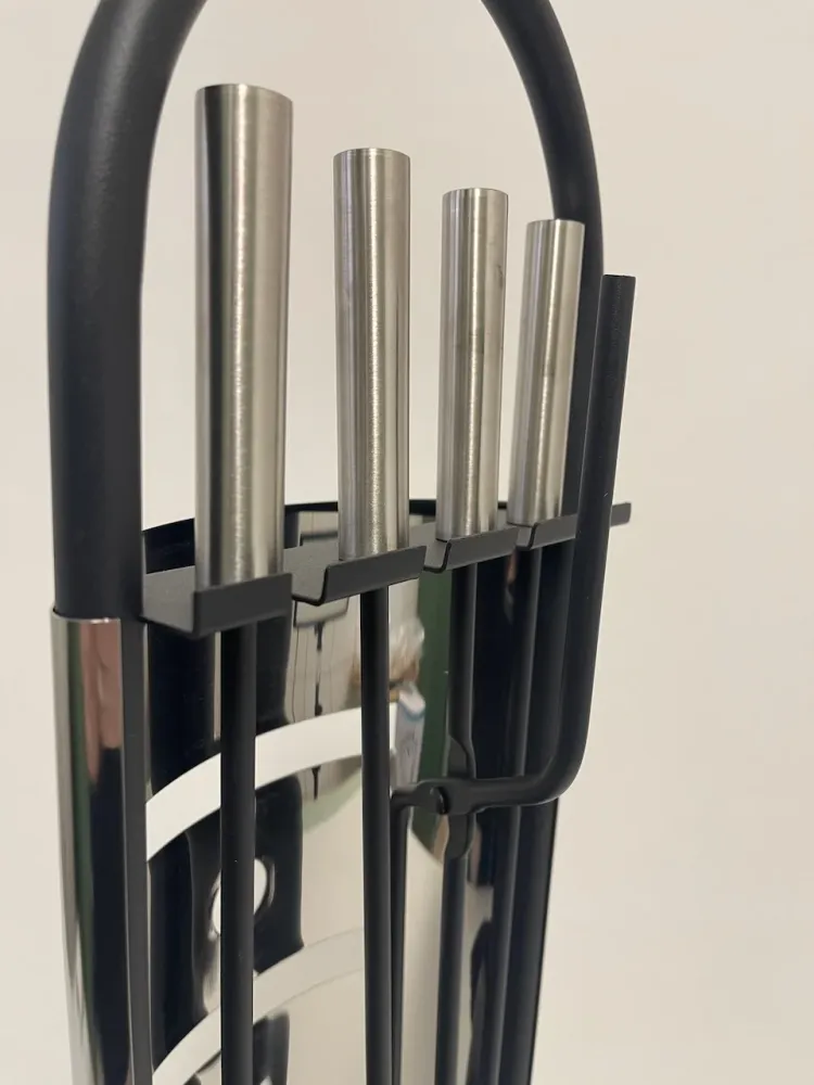 Conjunto de acessórios para lareira 4 peças Preto + ço inoxidável brilhante 68cm