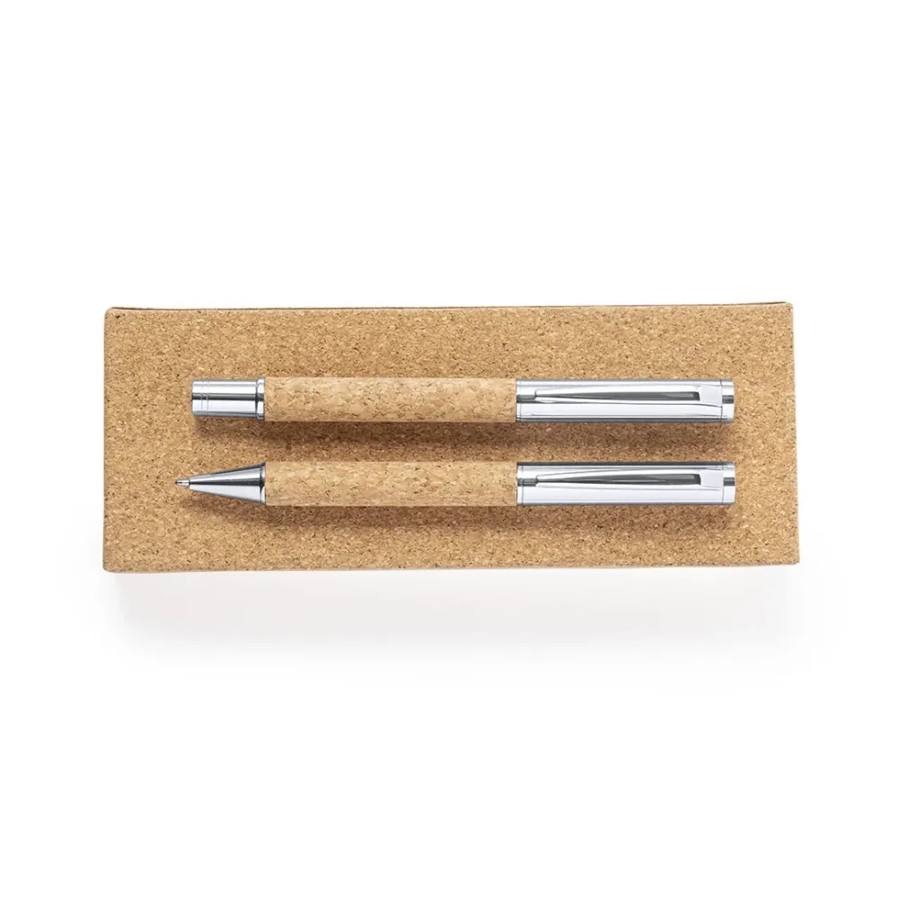 Conjunto Caneta e Roller Nature em Cortiç e Metal