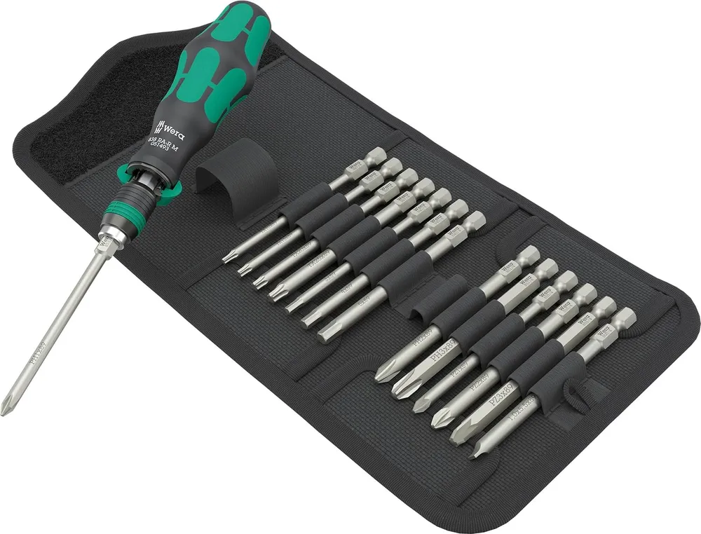 Conjunto de chaves de fenda 15pcs com catraca Kraftform Kompakt 838 RA-R M Wera