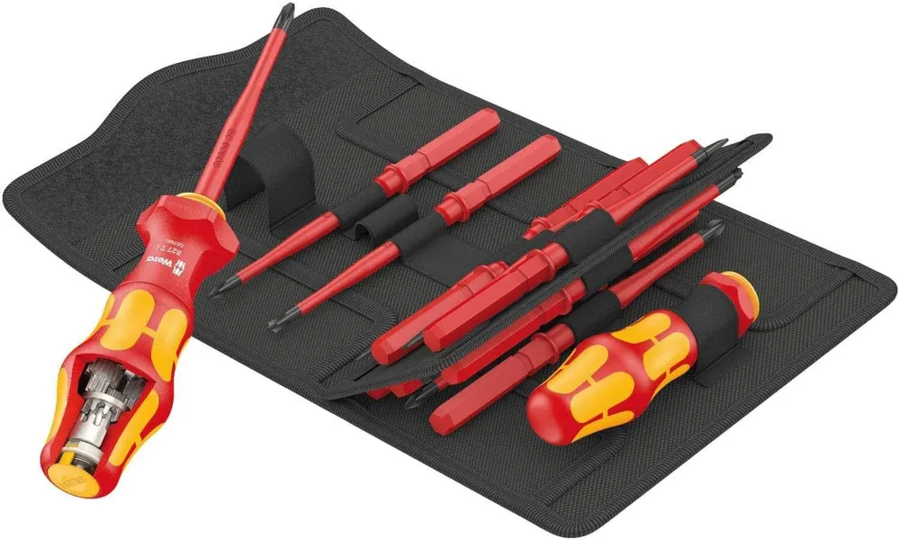 Conjunto de chaves de fendas isoladas 2 pegas e 14 lâminas Wera Kaftform Turbo e 1 ref.057484