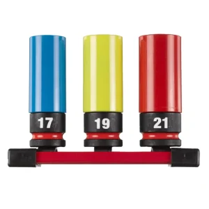 Conjunto de 3 chaves de impacto hexagonais de 1/2" para jantes Milwaukee