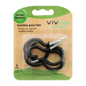 CONJUNTO GANCHOS PARA TETO PRETO 5 PEÇAS 5234 BEMFIXA