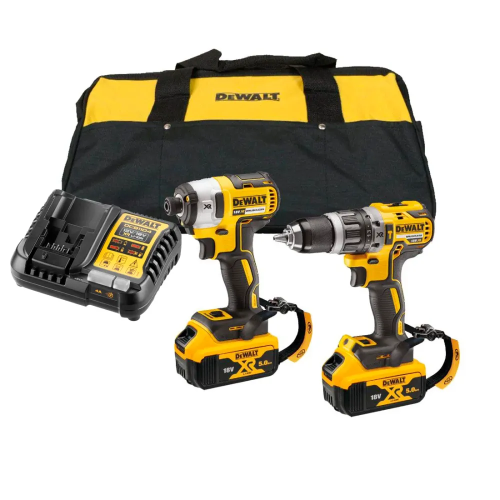 Conjunto martelo perfurador + chave de impacto + 2Bat 18V 5Ah + carregador + porta-ferramentasDewalt DCK266P2LR 18V XR BL...
