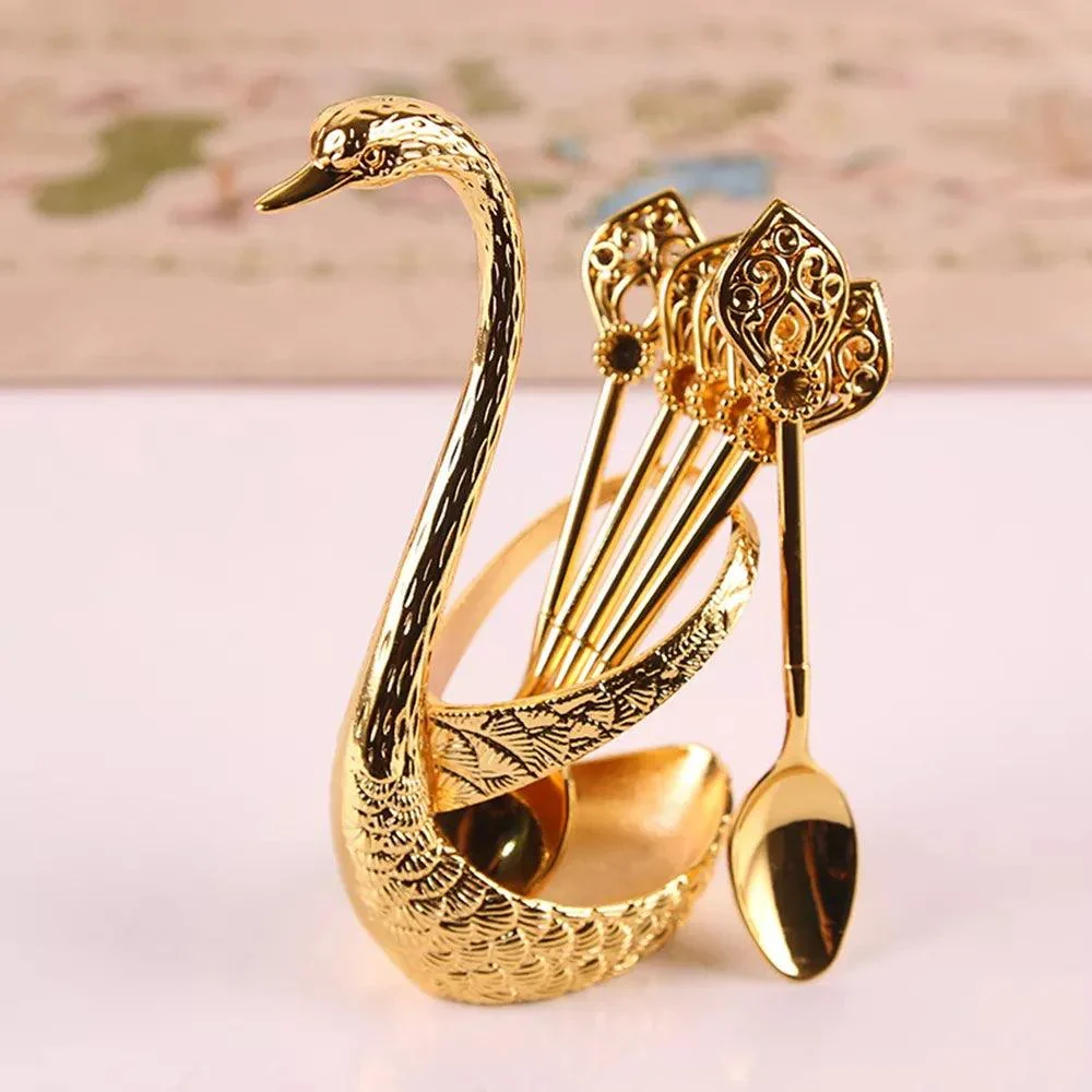 Conjunto para chá e café de 6 peças com suporte Cisne.
