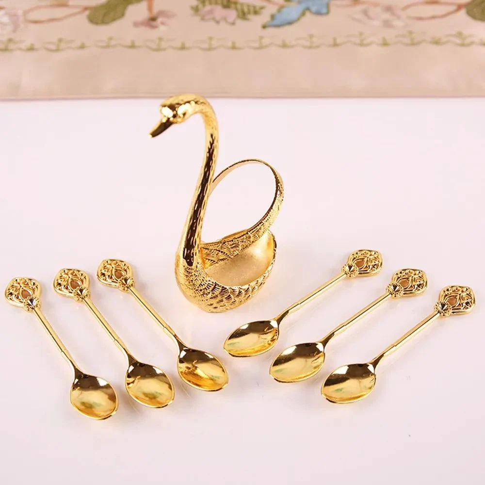 Conjunto para chá e café de 6 peças com suporte Cisne.