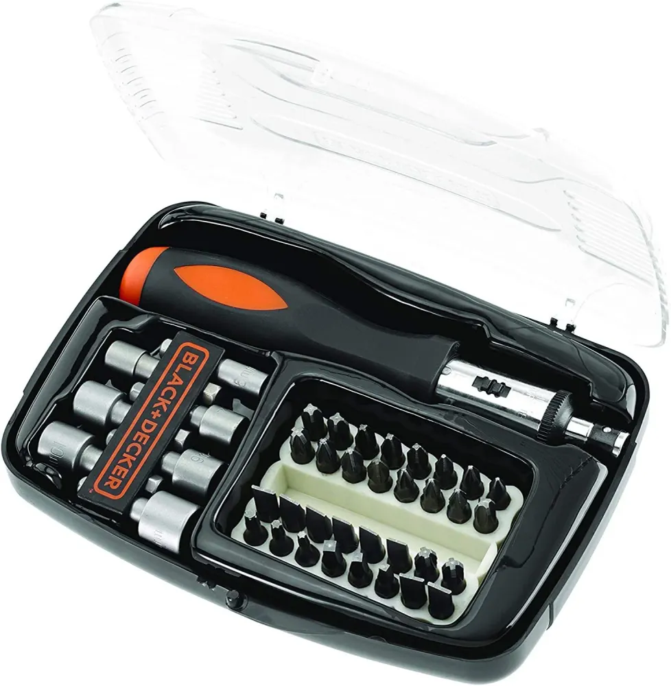 Conjunto de 40 peças para aparafusar com chave de fendas de catraca A7062 Black+Decker