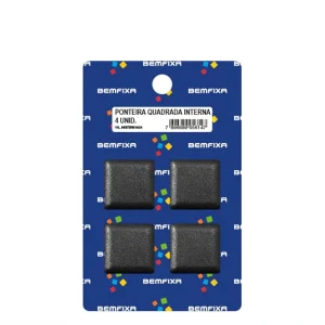CONJUNTO PONTEIRA PARA PÉS DE MÓVEIS QUADRADO INTERNA 30X30 PRETA 5614 BEMFIXA