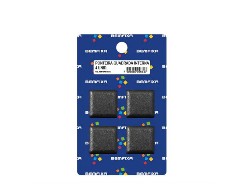 CONJUNTO PONTEIRA PARA PÉS DE MÓVEIS QUADRADO INTERNA 30X30 PRETA 5614 BEMFIXA