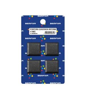 CONJUNTO PONTEIRA PARA PÉS DE MÓVEIS QUADRADO INTERNA 20X20 PRETA 5608 BEMFIXA