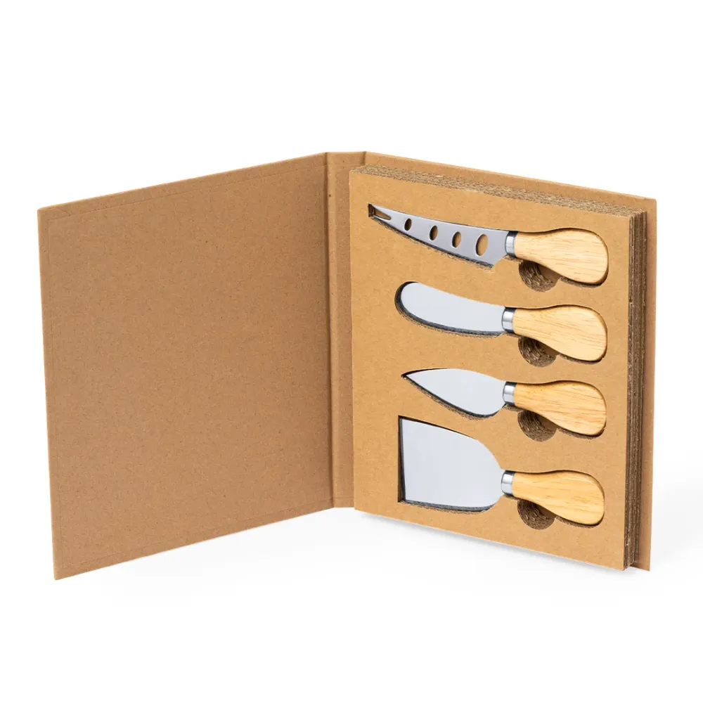Conjunto de Queijos Kubin com Utensílios em ço e Madeira