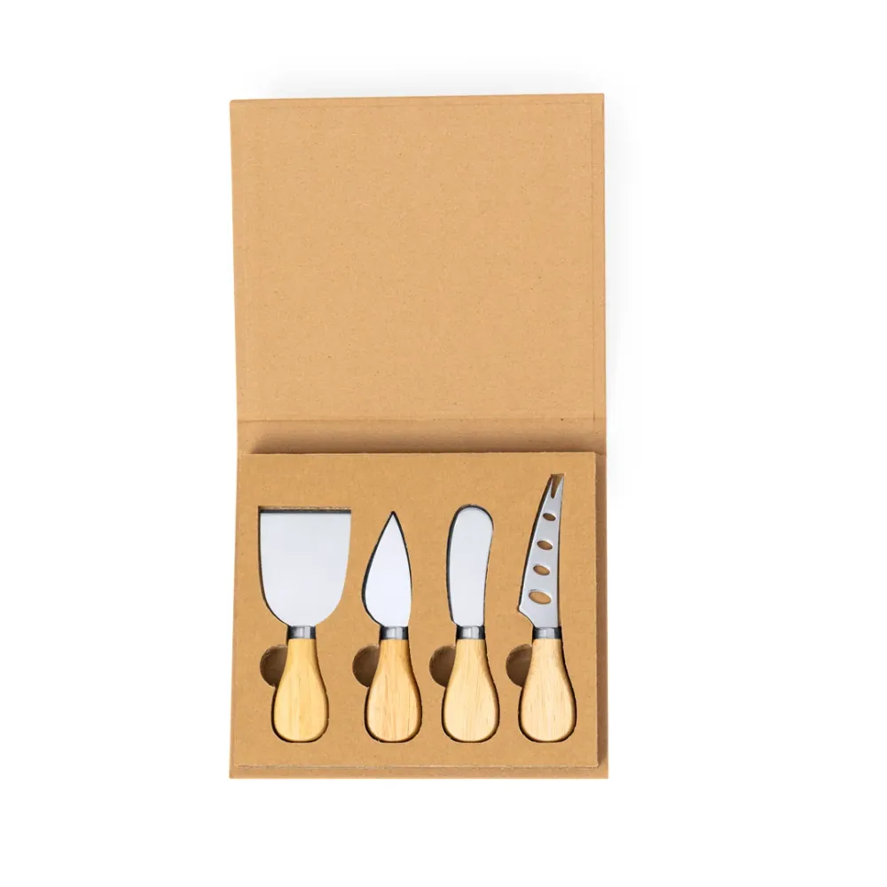 Conjunto de Queijos Kubin com Utensílios em ço e Madeira
