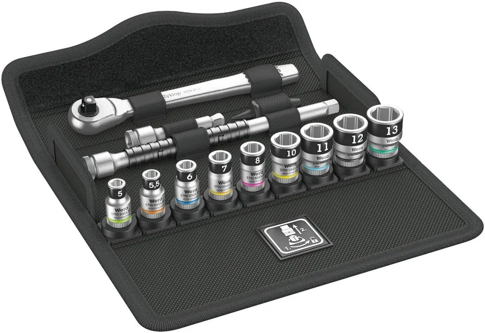Conjunto de tomadas de catraca Zyklop Metal 13 peças Wera 8100 SA 12 HF ref.003756