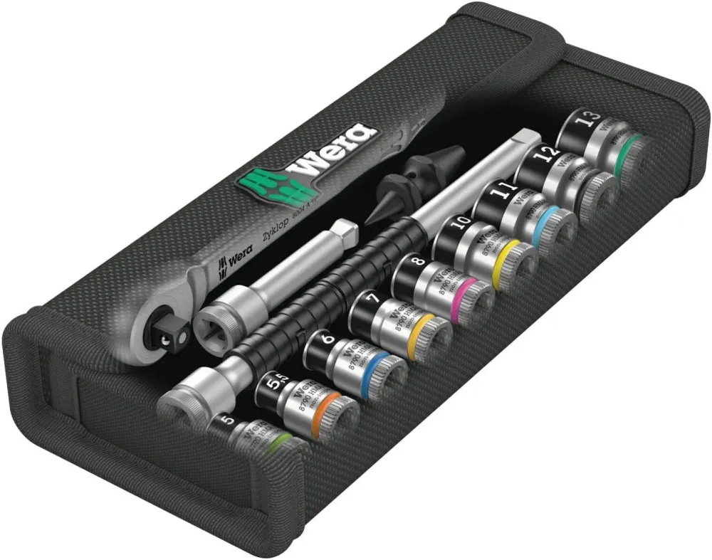 Conjunto de tomadas de catraca Zyklop Metal 13 peças Wera 8100 SA 12 HF ref.003756