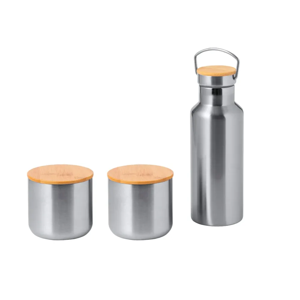 Conjunto Térmico Dickinson em ço Inoxidável e Bambu