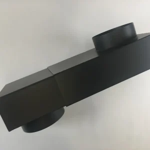 Curva de caixa DN 120 extensão 335-470 mm curva plana ajustável preta