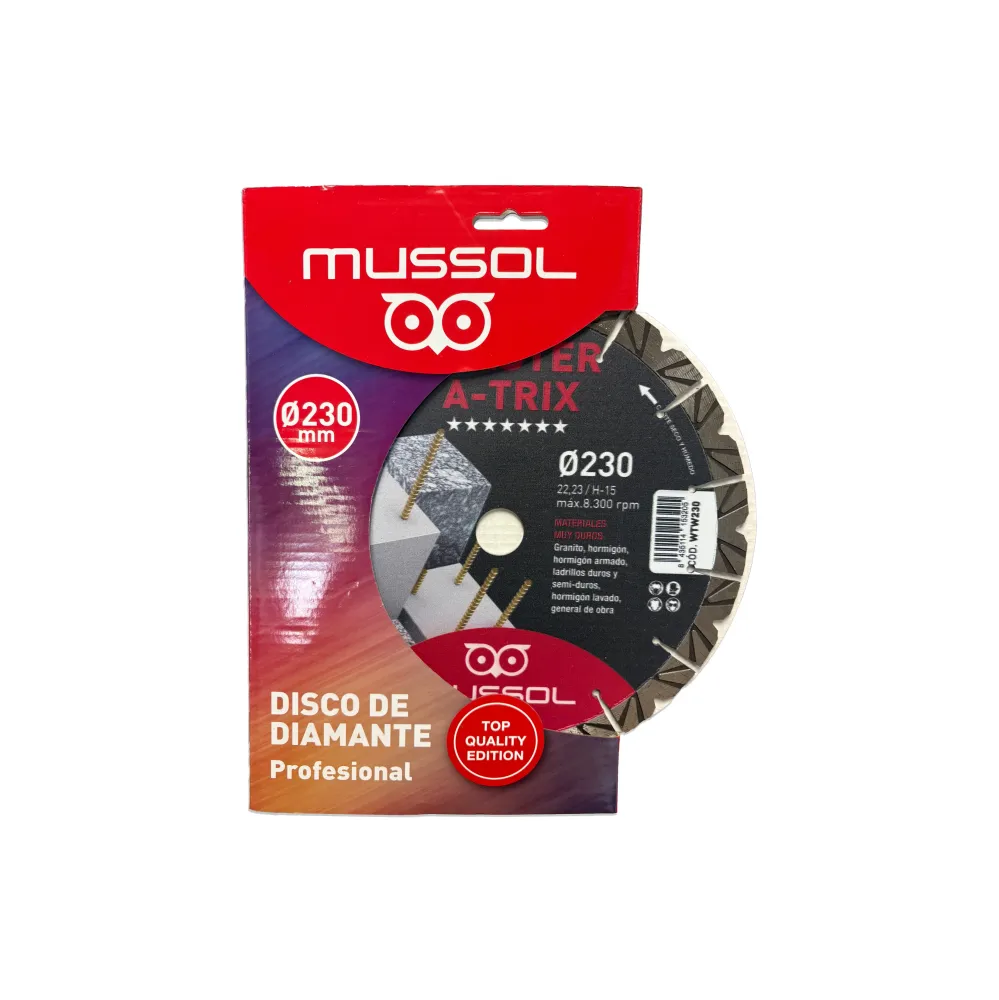 Disco diamantado para materiais muito duros TWISTER -TRIX 230 mm Mussol