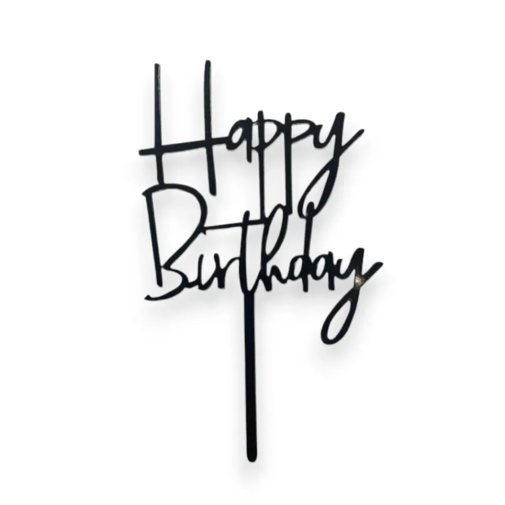 Cake Topper Acrílico Delgado "Happy Birthday" - Negro Dulce y Mexicano