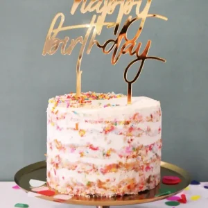 Cake Topper Acrílico Espejo "Happy Birthday" - Oro Dulce y Mexicano