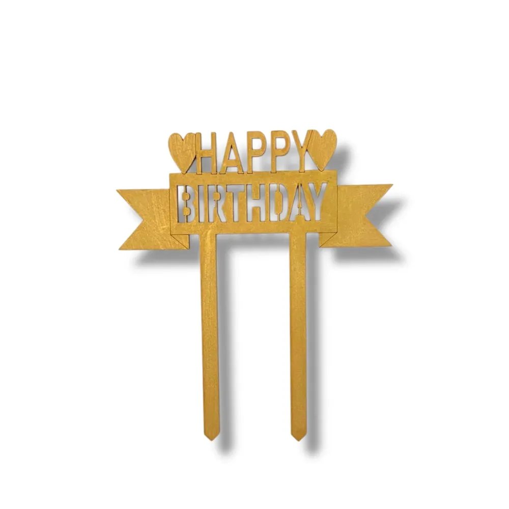 Cake Topper Madera oro - "HAPPY BIRTHDAY" Dulce y Mexicano