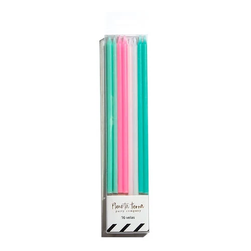 Velas Aqua, Rosas y Blancas 16 pz Dulce y Mexicano