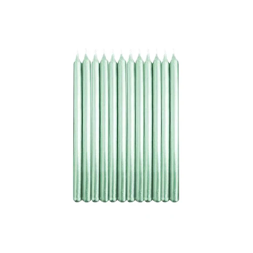 12 Velas Perlado Color Menta Dulce y Mexicano