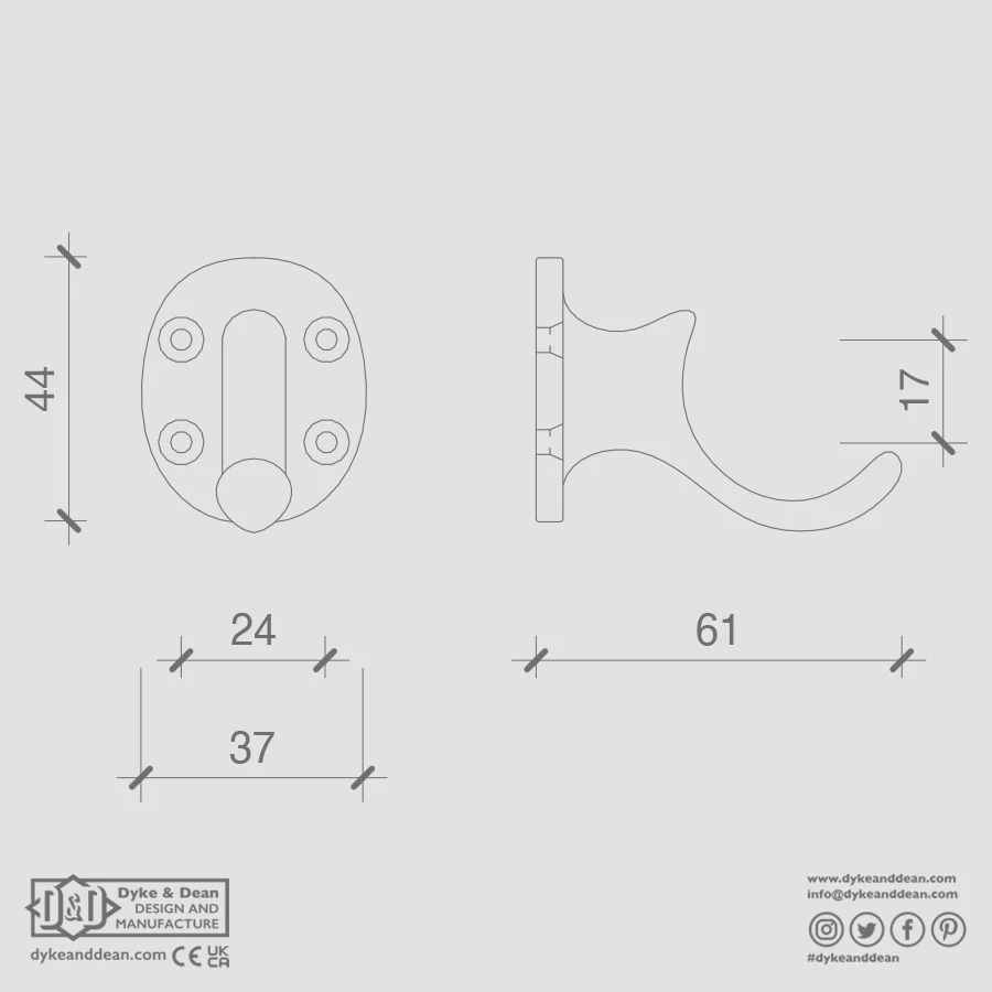 CAST WALL HOOK ALUMINIUM DYKE & DEAN