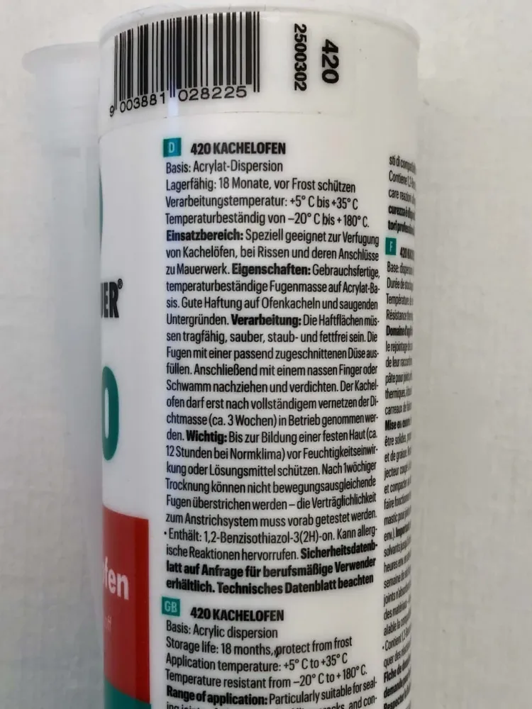 Elastic Grout Acrylic em pérola branca para lareira e fogão de azulejos em cartucho