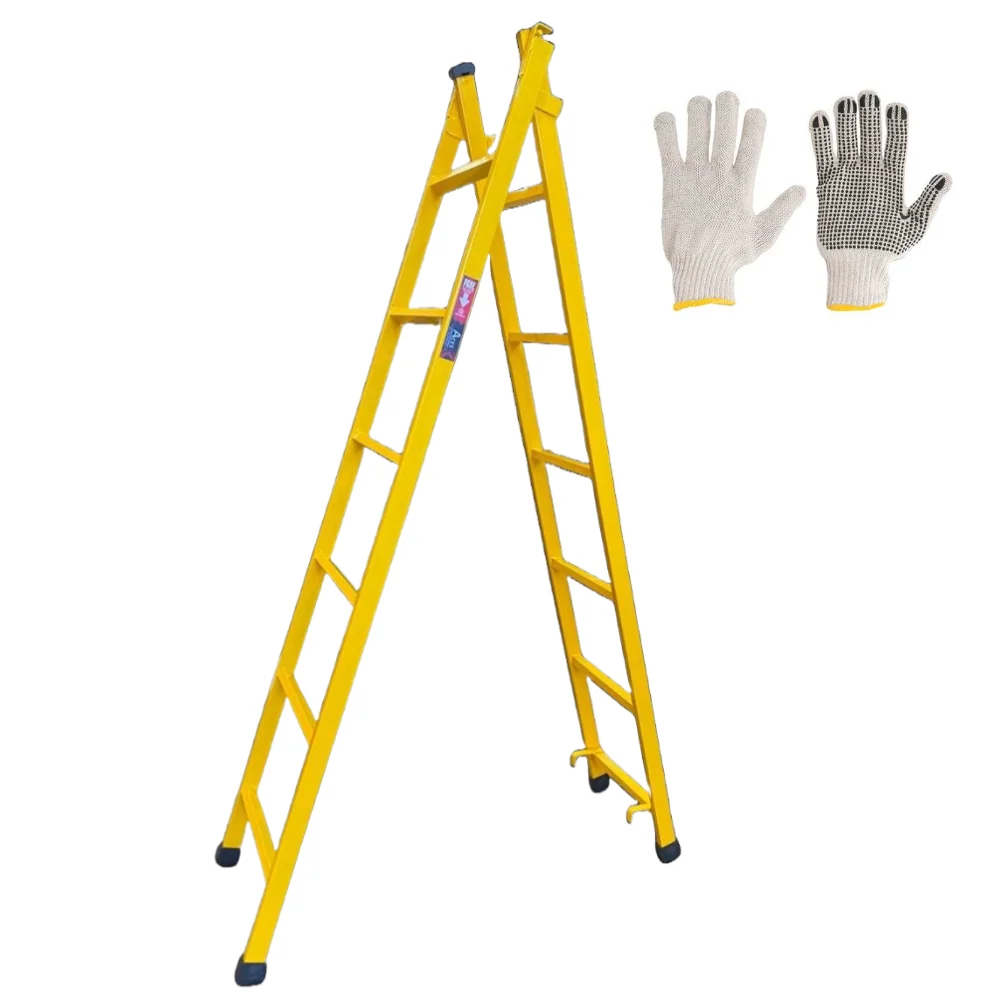 Escada Extensiva 6/12 Degraus 3 metros Multifuncional 3 em 1 em ço + Luva de Malha Pigmentada Vonder