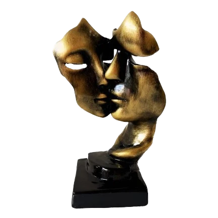 Escultura Faces Namorados Gold