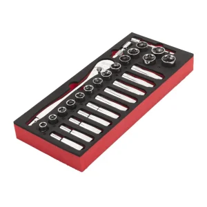 Espuma com roquete e chaves de caixa de 1/2" 28pcs Milwaukee