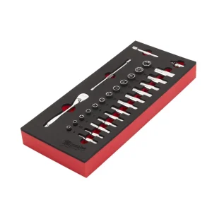 Espuma com roquete e chaves de caixa de 1/4" 28pcs Milwaukee