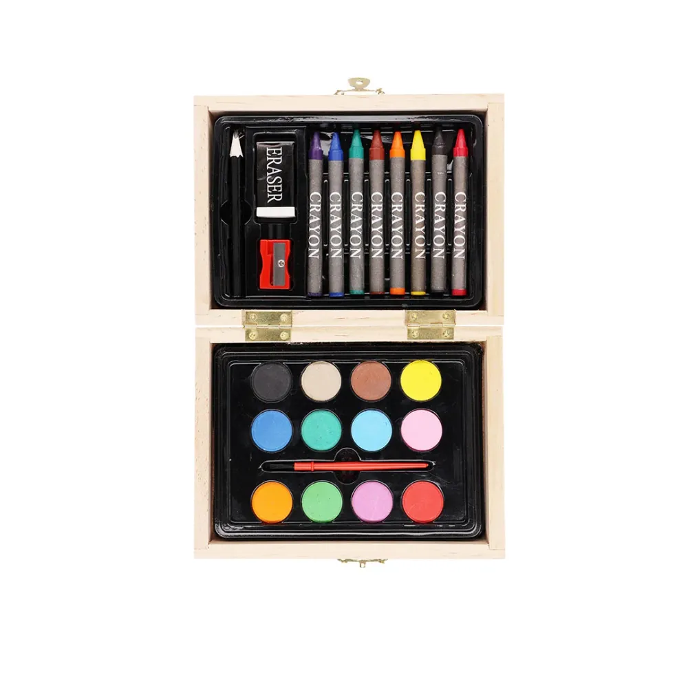 Estuche de Pintura Completo em Madeira - 24 Peças