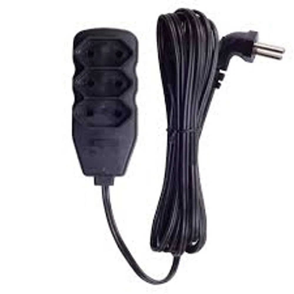 EXTENSAO ELET 3 TOMADAS 3P 10A 3M PLUG 90° PRETA