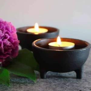 Ferro fundido de vela redonda para luzes de chá + velas normais