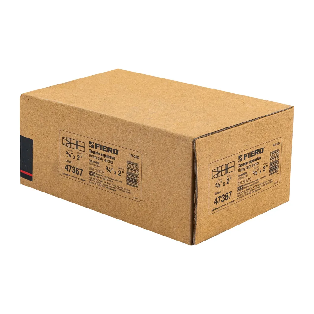 Taquete de Expansion 3/8" (9.5 mm) Fiero Caja 50 Piezas