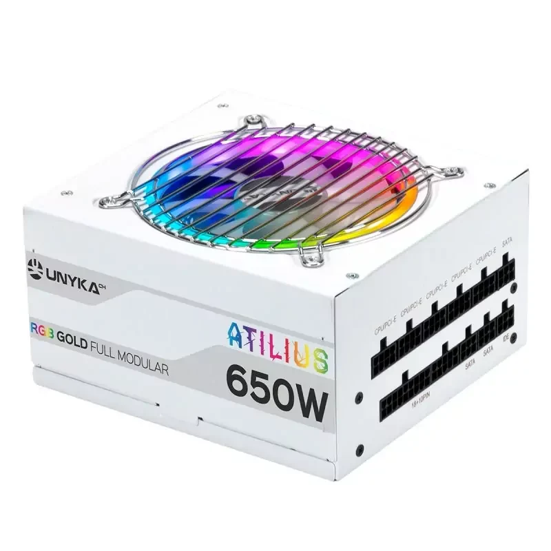 Fonte de Alimentação Gaming Unyka Atilius rgb 650w Branco