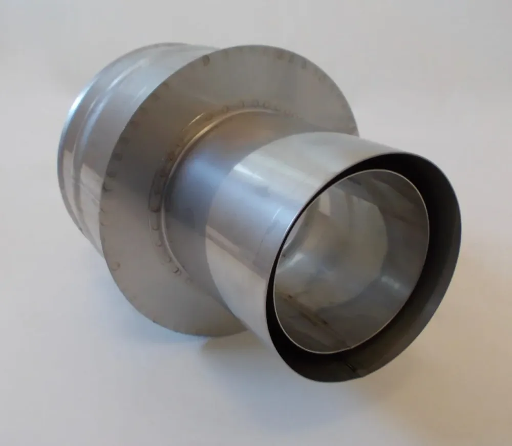 Forro de parede dupla NW 80 mm para tubo de fumaç no ço inoxidável lateral de 130 soquete NW 130