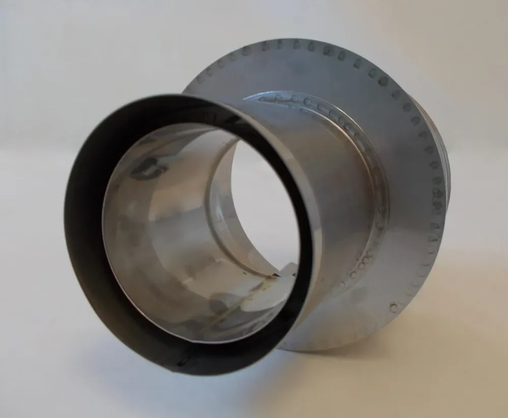 Forro de parede dupla NW 80 mm para tubo de fumaç no ço inoxidável lateral de 130 soquete NW 130