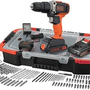 Furadeira Black+Decker 18V + 160 Acessórios 2 Bat 1,5Ah com maleta BCD003BAST