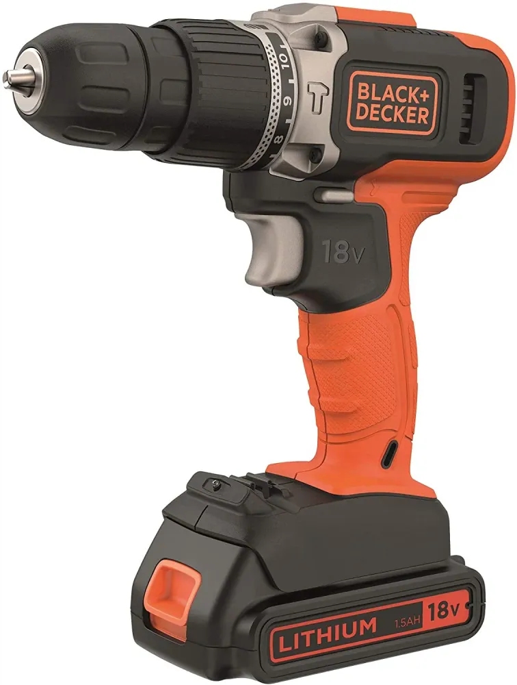 Furadeira Black+Decker 18V + 160 Acessórios 2 Bat 1,5Ah com maleta BCD003BAST
