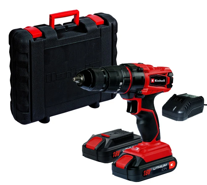 Furadeira de impacto 18V Li-i com 2 pilhas + carregador + mala Einhell TC-CD 18-2