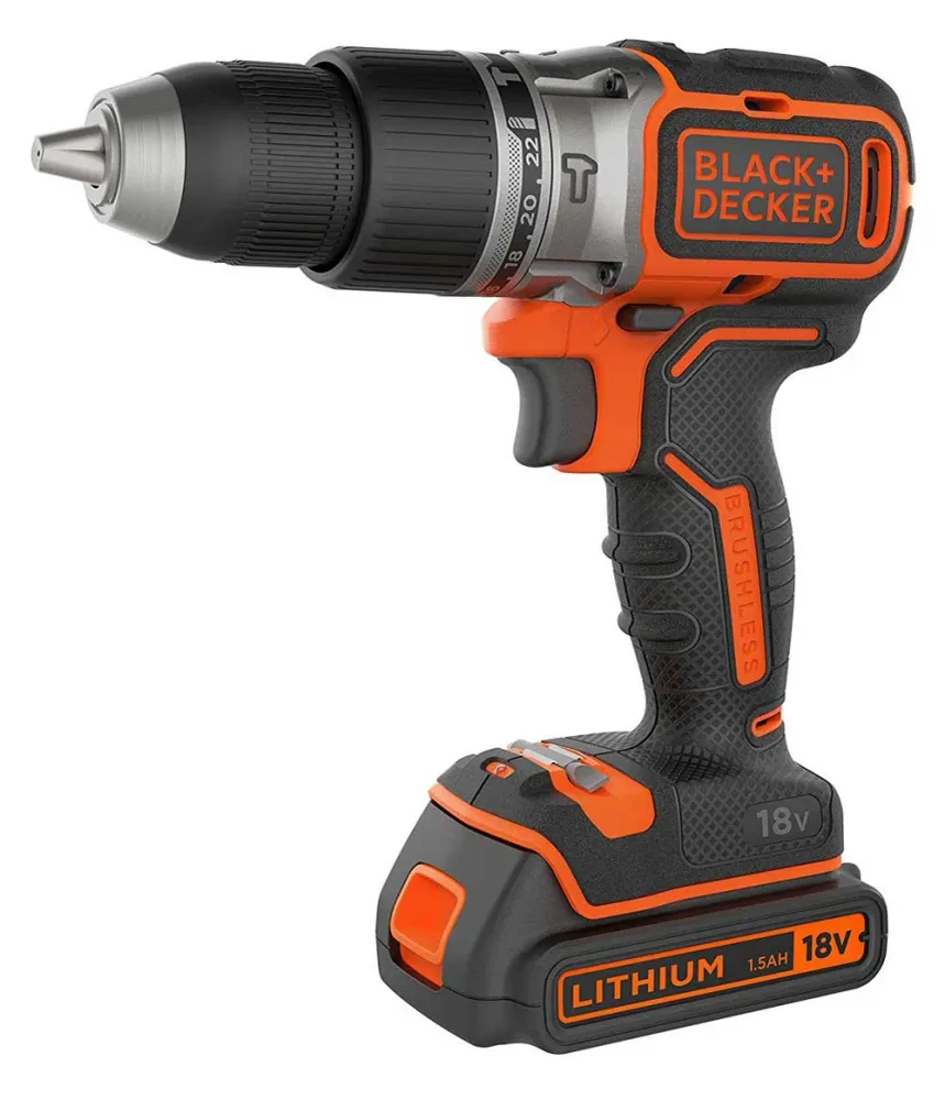 Furadeira Percussão Black+Decker BL188KB sem escovas - 18 V 2 bat. 1,5 Ah e maleta