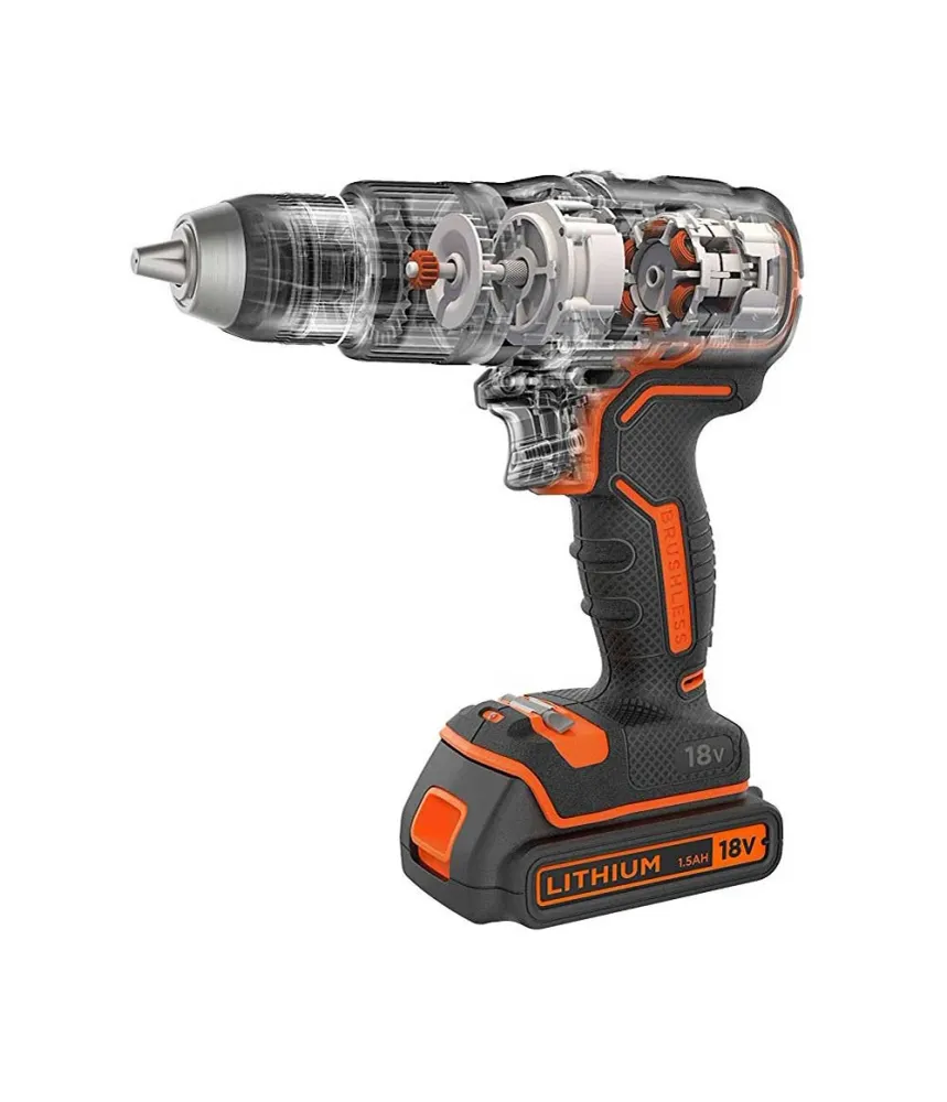 Furadeira Percussão Black+Decker BL188KB sem escovas - 18 V 2 bat. 1,5 Ah e maleta