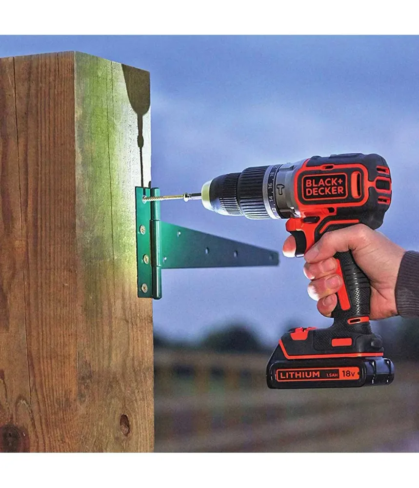 Furadeira Percussão Black+Decker BL188KB sem escovas - 18 V 2 bat. 1,5 Ah e maleta